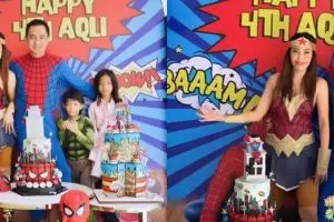 9 Potret Ayu Dewi dan Regi Datau totalitas pakai kostum di ultah anak, pose buah hatinya bikin salfok