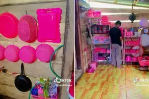 11 Potret dapur kayu sederhana dengan perabotan serba pink ini bukti nyaman dan keren tak harus mewah
