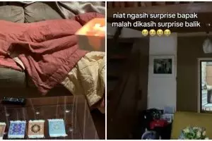 Momen kocak anak perempuan pengin kasih surprise ulang tahun ayah, tapi malah kena prank balik
