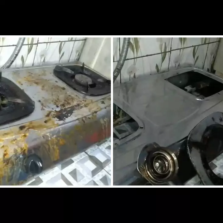 Bukan diberi baking soda, ini cara lunturkan noda kerak dan karat di kompor pakai 2 bahan dapur
