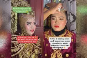 Pengantin ngambek ogah ke pelaminan gegara jelek, MUA ini makeup ulang jadi manglingi dalam sekejap