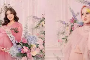 Maternity shoot anak kedua 9 seleb bertema bunga, paras Aurel Hermansyah disebut mirip Kekeyi
