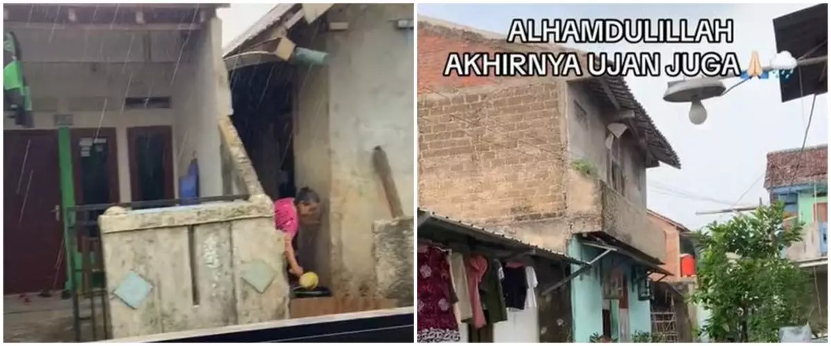 Sempat sulit air hingga kekeringan, begini detik-detik warga Depok menangis haru saat hujan turun
