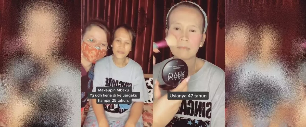 Wanita ini rias asisten rumah tangga jadi 20 tahun lebih muda, bukti makeup bisa sulap wajah