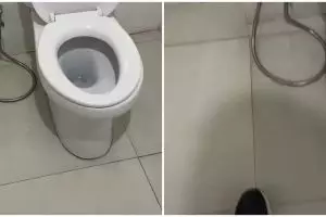 Desainnya nyeleneh pol, shower jamban di toilet kampus ini bukannya estetik malah bikin ribet