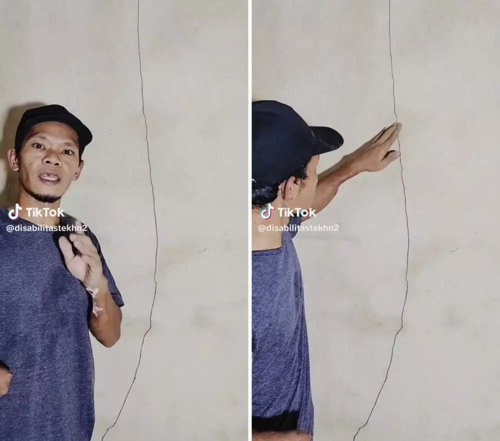 retak rambut tembok © TikTok