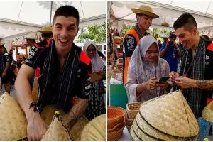 Pinjam duit seratus, 11 momen bahagia pembalap MotoGP Maverick Vinales beli caping di Lombok