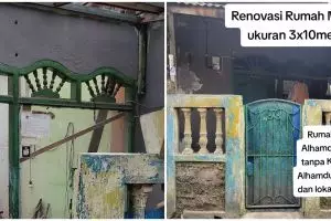 11 Potret transformasi rumah sempit jadi minimalis modern, fasad rumahnya dibuat miring