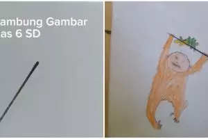 Diminta sambung gambar dari satu garis, 12 potret hasil kreasi anak SD ini nggak ketebak
