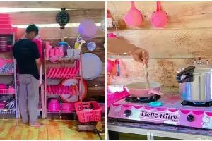 Tak harus mewah, 11 potret dapur kayu sederhana dengan perabotan pink ini jatuhnya nyaman & keren pol