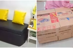 Cuma pakai barang bekas, begini cara buat sofa low budget yang bikin rumah jadi estetik