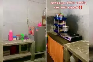 Cuma modal Rp 200 ribu, 11 potret dapur buluk usai di-makeover ini bikin auto rajin masak