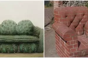 11 Potret lucu bentuk sofa ini malah nggak bisa dipakai bersantai, desainnya bikin gagal paham