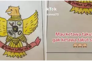 Diberi PR gambar lambang negara, 11 potret hasil tugas murid ini mau ketawa tapi bikin bangga