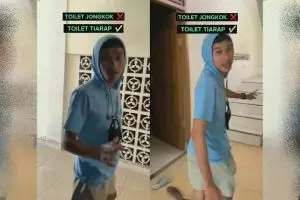 Akibat salah pilih tukang, toilet ini desainnya nyeleneh abis, cuma Spiderman yang bisa pakai