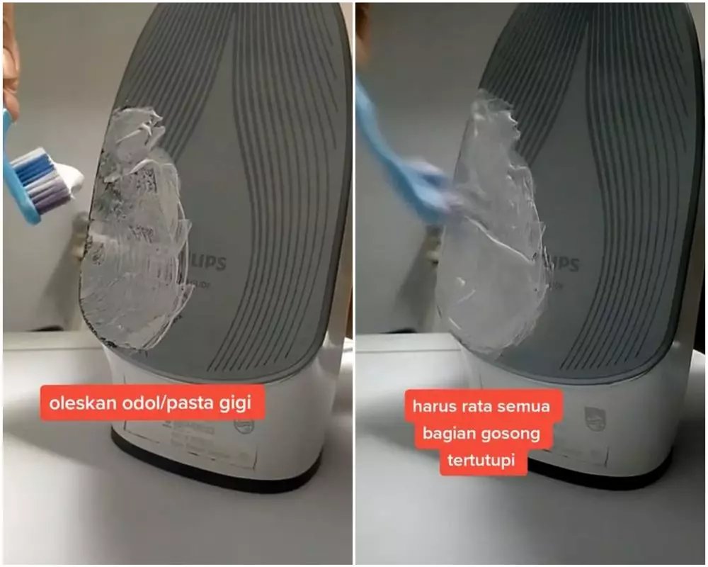 cara mudah hilangkan kerak di setrika © TikTok