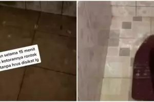 Tanpa cairan pembersih, ini cara hempaskan noda di lantai kamar mandi berkerak pakai 1 bahan dapur