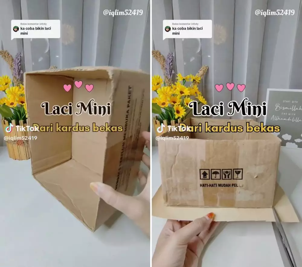 rak mini dari kardus © TikTok