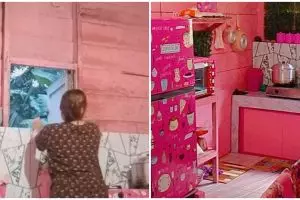 Mewah tak harus mahal, 8 potret dapur kayu pink dengan dekorasi ala marmer ini tampilannya elegan