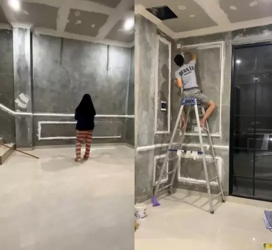 bikin wall moulding hemat Rp 3 jutaan © TikTok bikin wall moulding hemat Rp 3 jutaan © TikTok
