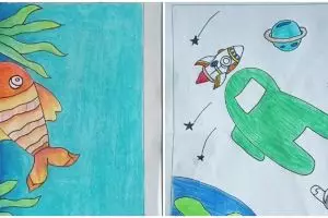 Disuruh gambar dari satu garis, potret hasil tugas murid kelas 1 SMP ini kreatif di luar nalar