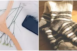 Manfaatkan satu hanger, ini cara mudah gantung kaus kaki banyak dengan satu tambahan barang bekas