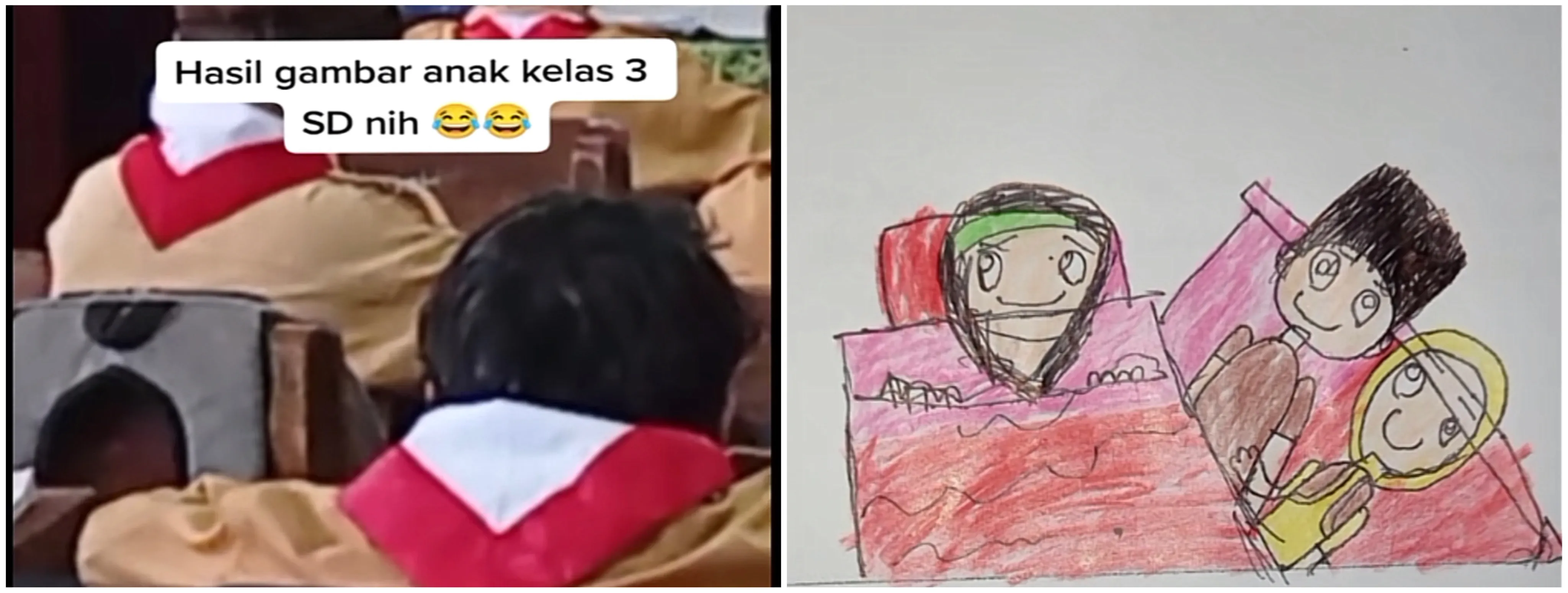 Disuruh cerita pengalaman baik lewat gambar, 12 hasil tugas murid kelas 3 SD ini imajinasinya liar pol