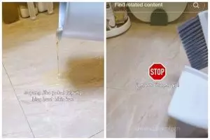 Tanpa tepung, ini trik bersihkan tumpahan minyak di keramik agar bebas lengket pakai 1 alat dan bahan