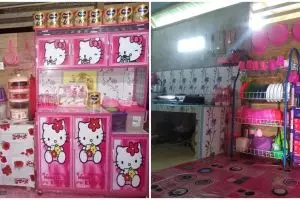 10 Potret dapur kayu Hello Kitty ini meriah tapi estetik, bisa jadi inspirasi dekor pecinta pink