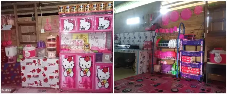 10 Potret dapur kayu Hello Kitty ini meriah tapi estetik, bisa jadi inspirasi dekor pecinta pink