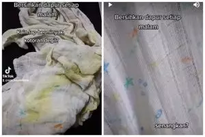 Tak perlu baking soda atau sitrun, ini cara cuci lap dapur berminyak pakai 1 bahan dapur tanpa dikucek