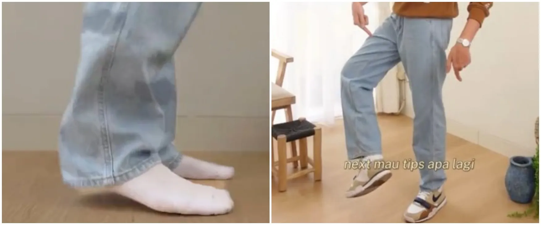Tanpa repot dijahit, ini trik menggulung celana jeans yang kepanjangan dijamin nggak gampang lepas