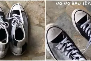 Tak repot nyuci pakai sabun, ini trik hilangkan bau tak sedap di sepatu kanvas dengan bahan dapur