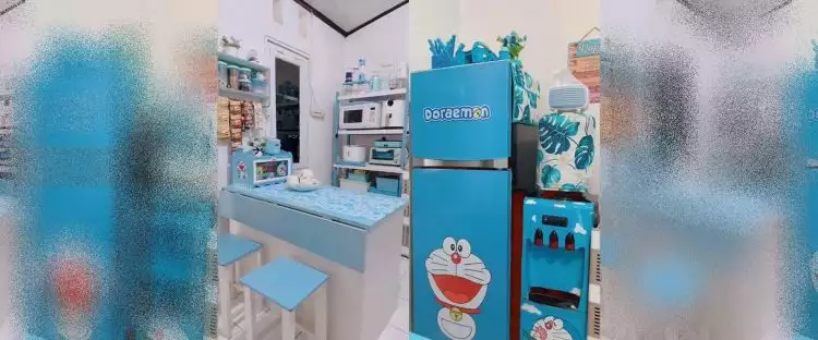 Mewah tak harus mahal, 10 potret dapur biru Doraemon ini estetiknya segar pol bikin masak lebih plong