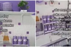 7 Potret dapur mungil tanpa kitchen set estetiknya bikin nggak mager masak, buat pecinta violet mupeng