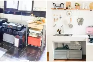 11 Potret dapur tanpa kitchen set ini tetap estetik & rapi meski tak pakai tirai kolong, bikin mupeng