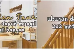9 Potret dapur sepetak di kolong tangga ini meski mungil tapi muat banyak, estetiknya memanjakan mata