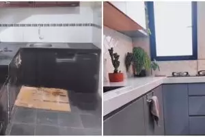 10 Potret dapur mungil tanpa sekat ruang depan estetiknya bikin terpukau, tamu jadi betah nongkrong