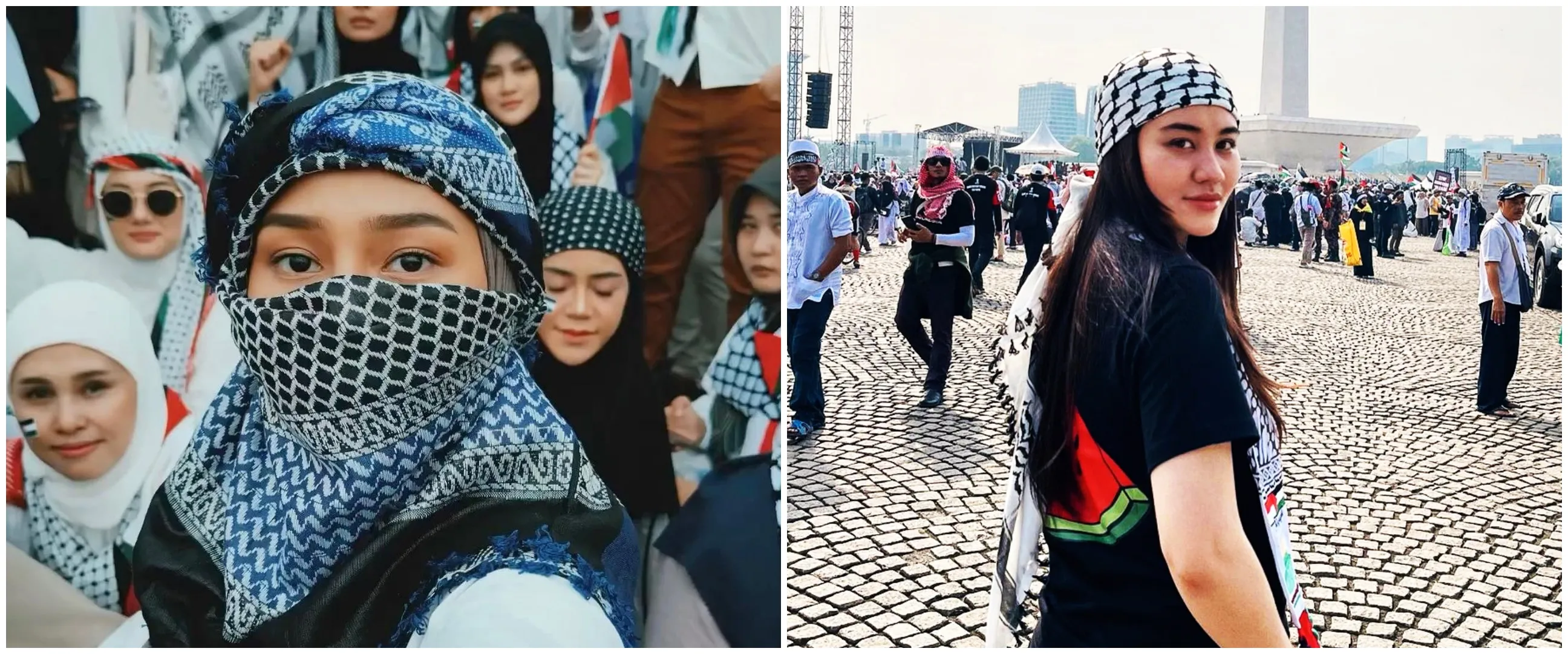 Tuntut Israel hentikan serangan, begini momen 15 seleb ikut Aksi Bela Palestina di Monumen Nasional