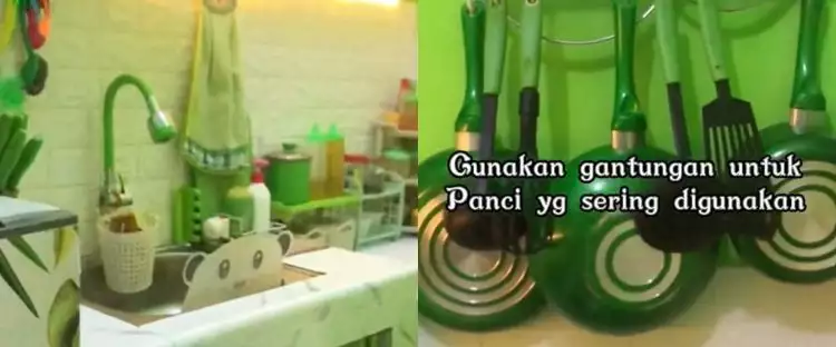 11 Potret dapur serba hijau ini ditata apik bikin sedap dipandang, tetap rapi tanpa kitchen set