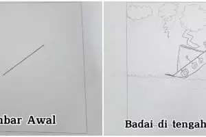 Disuruh bikin gambar dari satu garis oleh guru, 11 potret karya murid kelas 5 SD ini bikin melongo