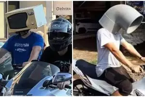 11 Potret kocak desain nyeleneh helm ini bikin pengendara lain auto nengok, absurd pol
