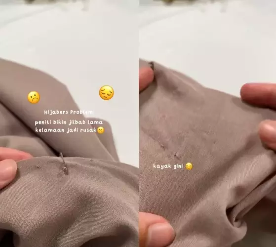 cegah hijab bolong karena peniti © TikTok cegah hijab bolong karena peniti © TikTok