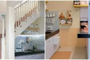 11 Potret dapur mungil kolong tangga lengkap dengan mini bar multifungsi, mewah tanpa kitchen set