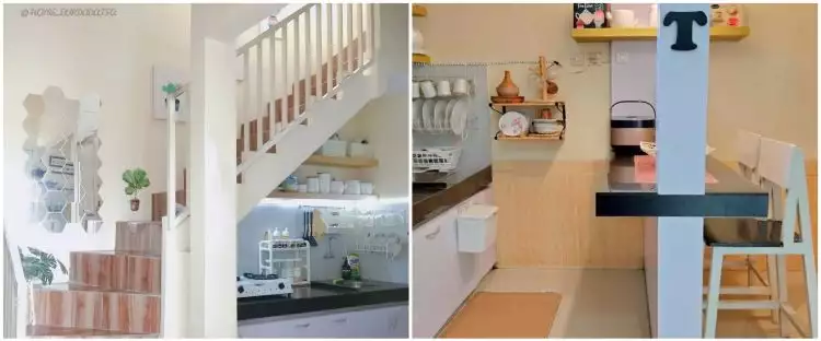11 Potret dapur mungil kolong tangga lengkap dengan mini bar multifungsi, mewah tanpa kitchen set
