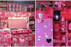7 Potret dapur kayu Hello Kitty ini dekorasinya totalitas abis, biar ngejreng jadi idaman pecinta pink