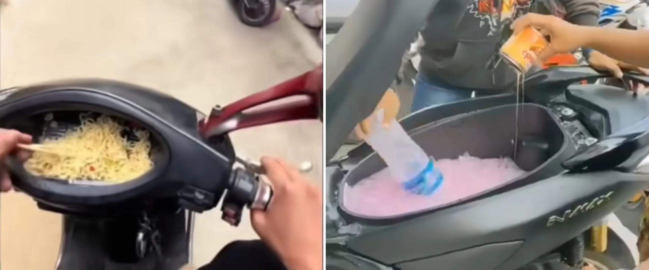 Tak ada piring kendaraan pun jadi, 11 potret kocak alih fungsi motor jadi tempat makan ini nyeleneh po