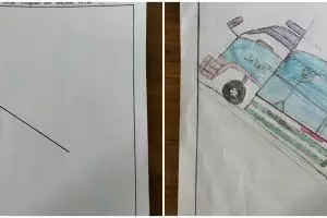 Disuruh bikin gambar dari satu garis miring oleh guru, 11 karya murid kelas 4 SD ini bikin melongo