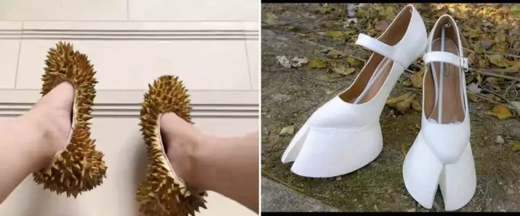 11 Potret kocak desain sepatu nyeleneh ini bentuknya di luar nalar, bingung cara pakainya gimana