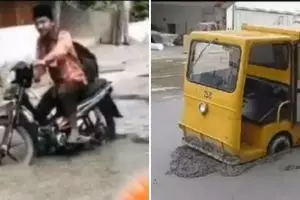 11 Potret kocak orang lewat cor jalan belum kering ini bikin geleng kepala, kesabarannya setipis tisu